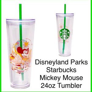 NIB Disney Starbucks Disneyland Resort Acrylic 24 oz Collectible Tumbler w Straw